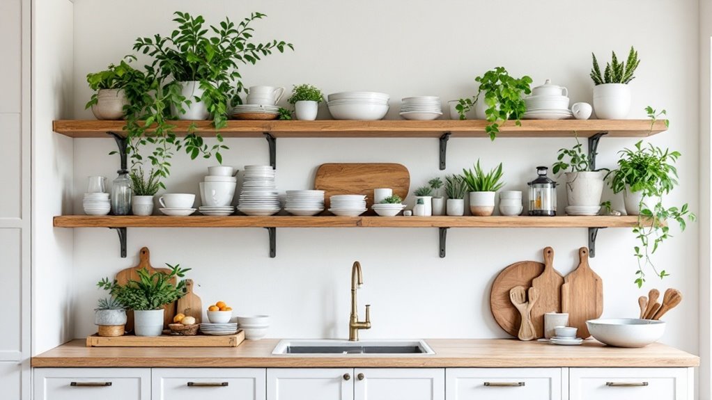 stylish open kitchen shelving